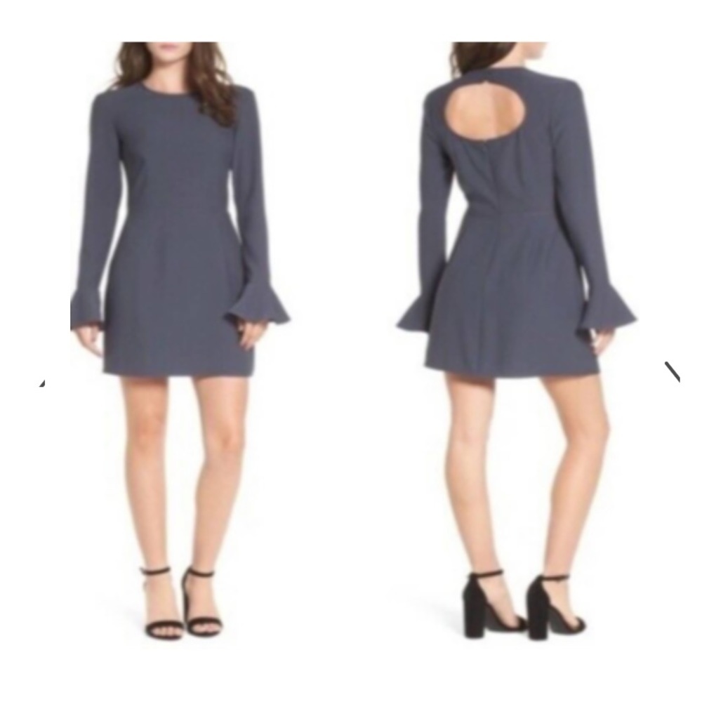 Leith Grey Bell Sleeve Sheath Dress